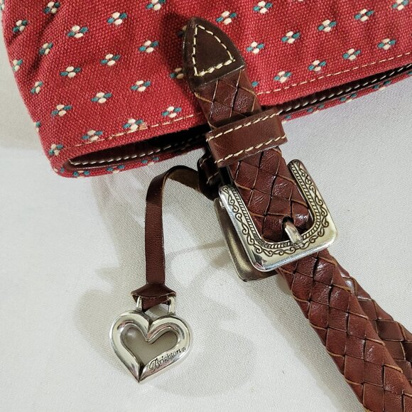 Brighton Handbag Purse Hobo Bag Red Dot AndreaCanvas Leather Handles $120 NOS - Picture 2 of 3